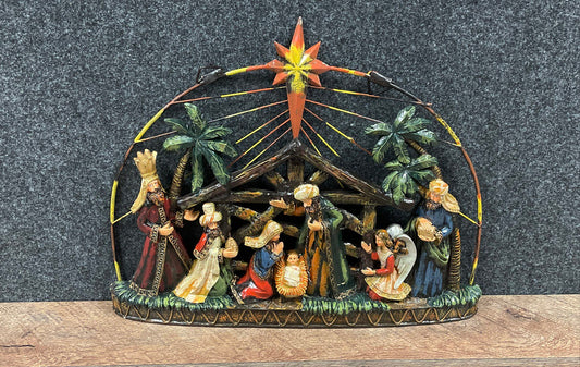 Vintage Nativity Scene Resin Figurine Manger Christmas Holiday Tabletop Decor