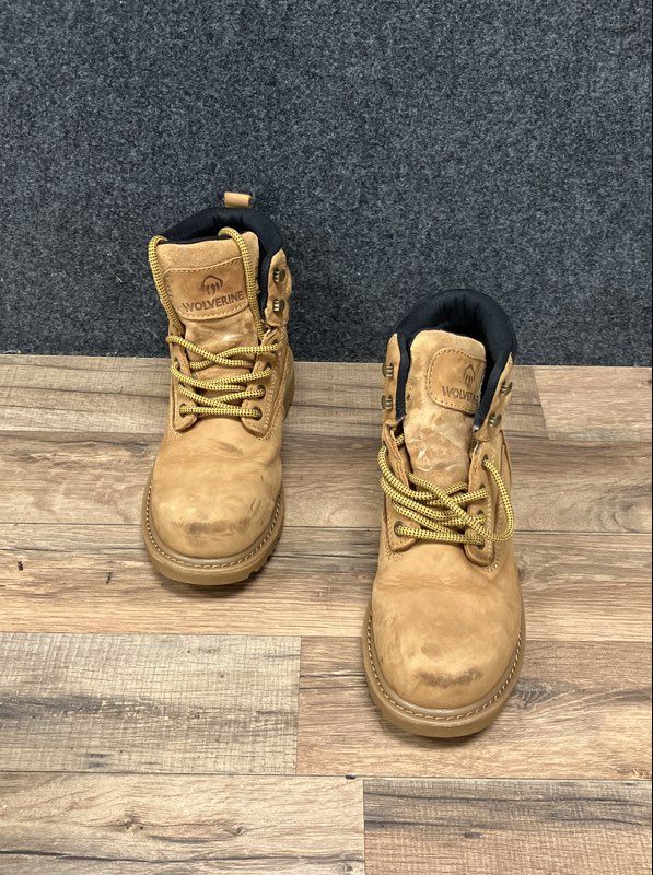 Wolverine Wheat Leather 6-Inch Soft Toe Work Boots Women's Size 7.5