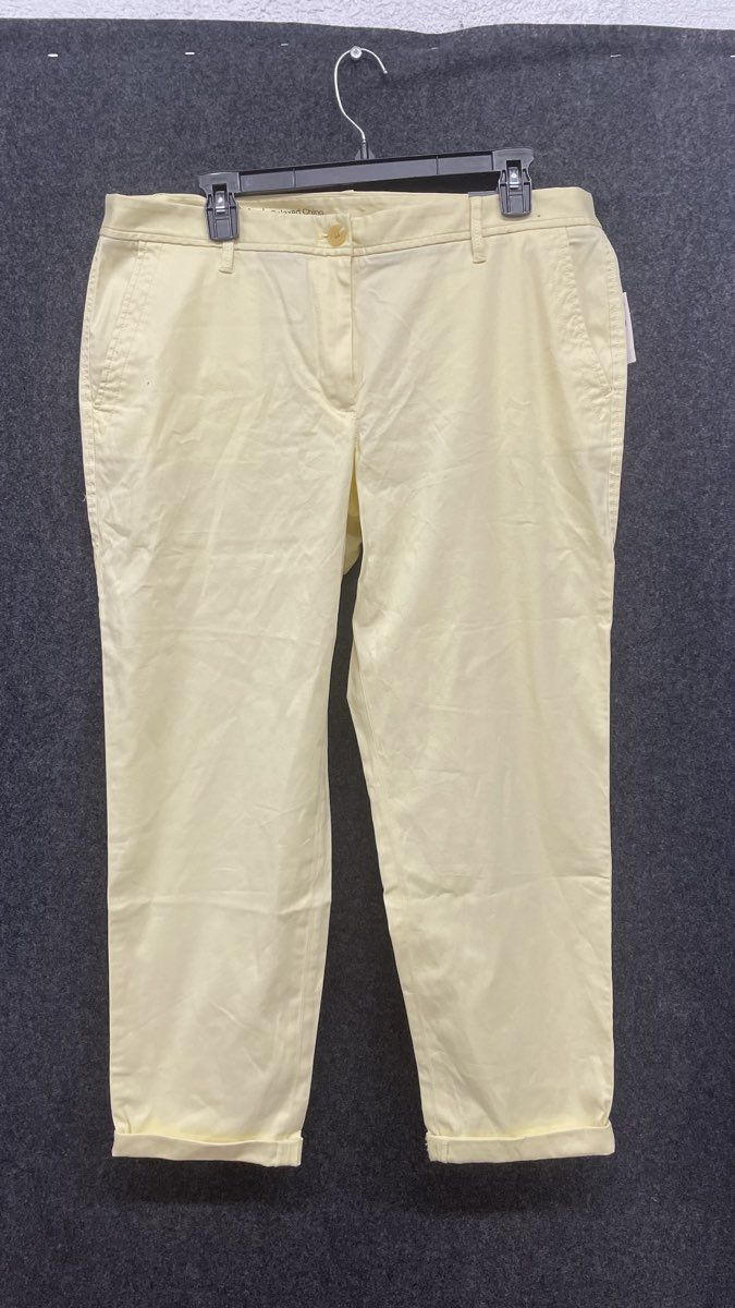 Talbots Women's Yellow Relaxed Chino Pants NWT Stretch Cotton Tapered Size 12