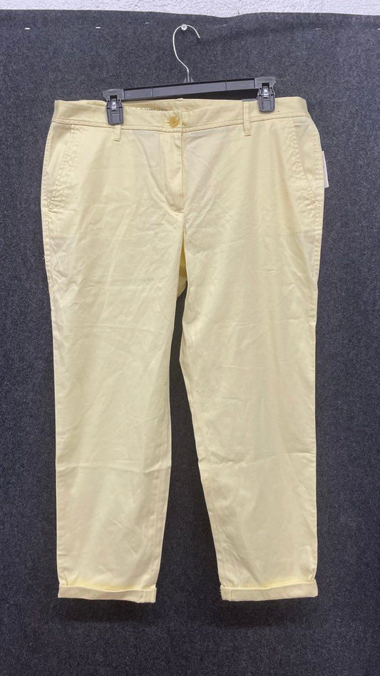 Talbots Women's Yellow Relaxed Chino Pants NWT Stretch Cotton Tapered Size 12