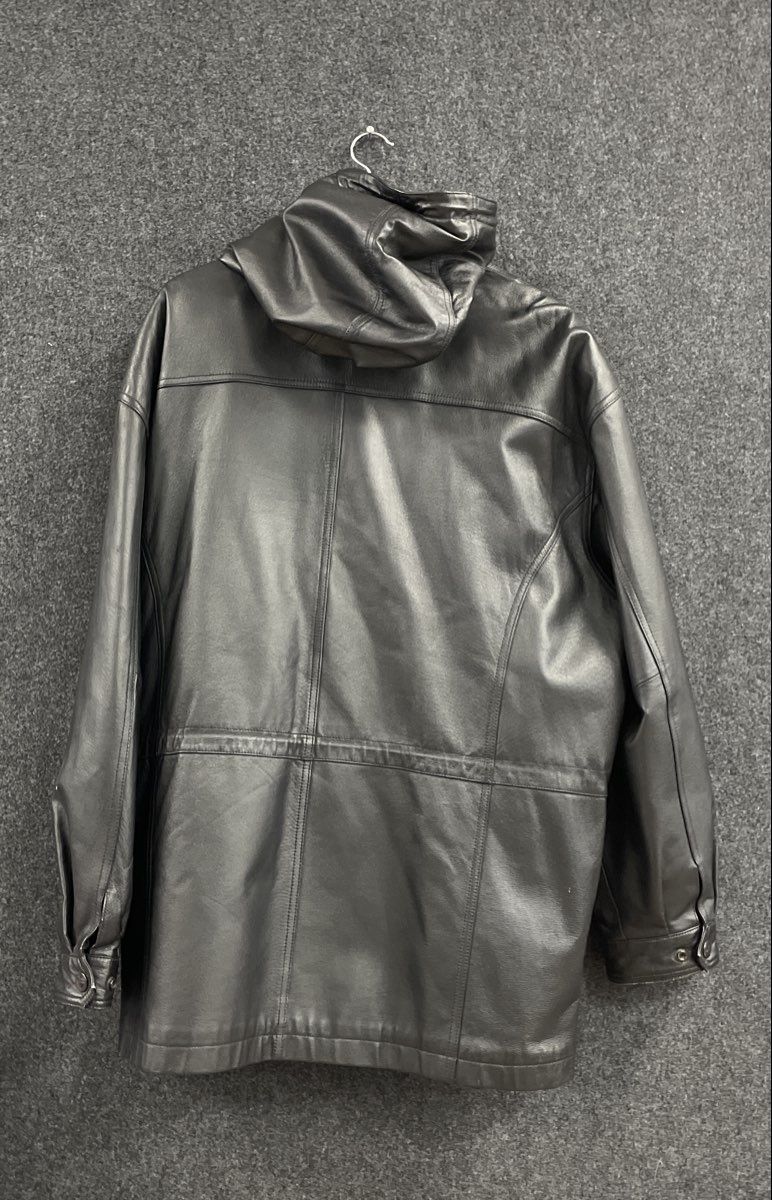 Outdoor Exchange Men's Vintage 90s Black Hooded Leather Field Jacket Sz XL
