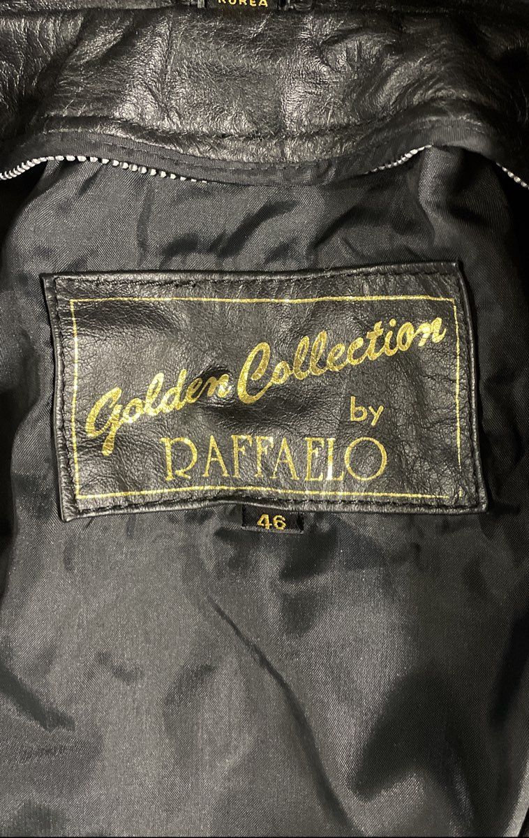 Vintage 80s Golden Collection Raffaelo Men's Black Leather Jacket Sz L 46
