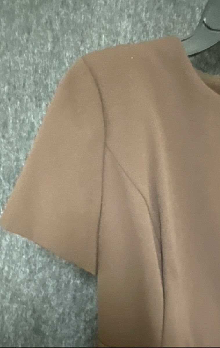 Calvin Klein Women's Brown Short Sleeve Faux Leather Belt Sheath Dress Sz 8