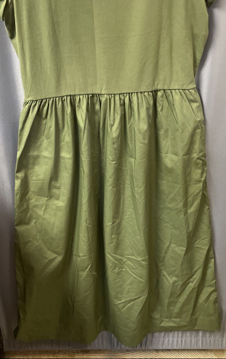 J. Crew Women's Green Short Sleeve Mixed Media Midi Dress Pockets Sz Large NWT