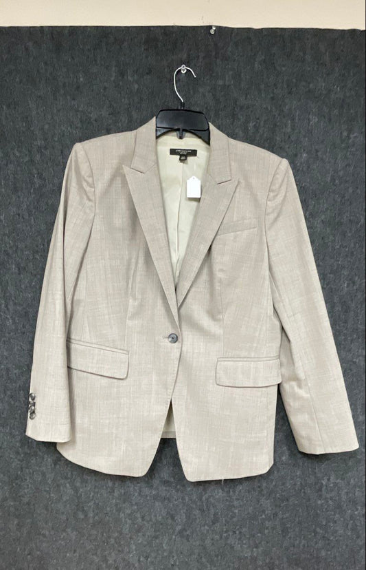 Ann Taylor Women's Blazer Beige Textured Single Button Suit Jacket Sz 12P