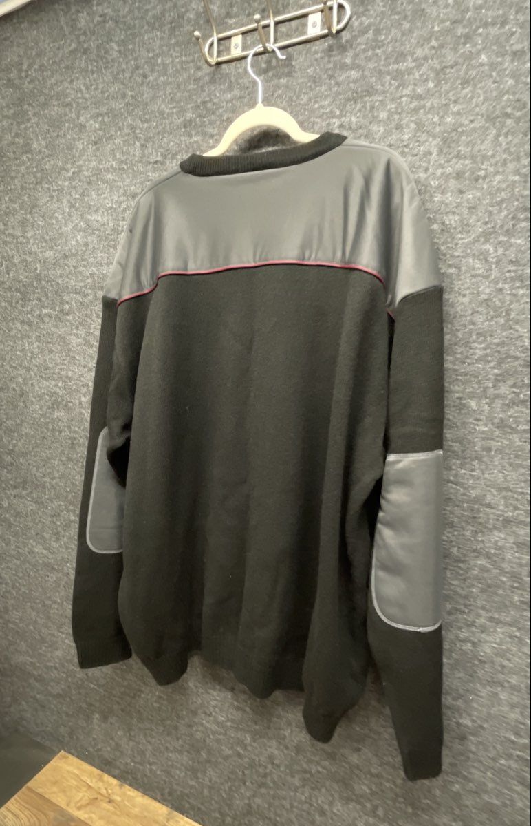Vintage Y2K Platinum FUBU Men's Black Knit Sweater Grey Overlays Sz 4X