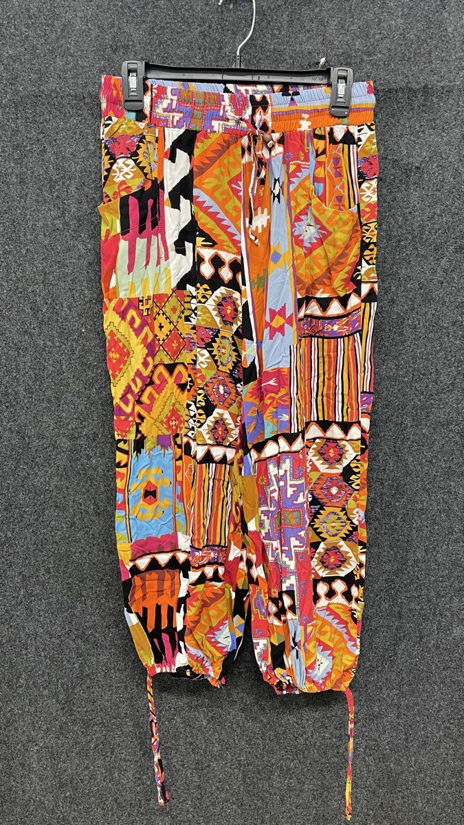 Christian Siriano Women's Multicolor Boho Tribal Pattern Rayon Harem Pants Sz S