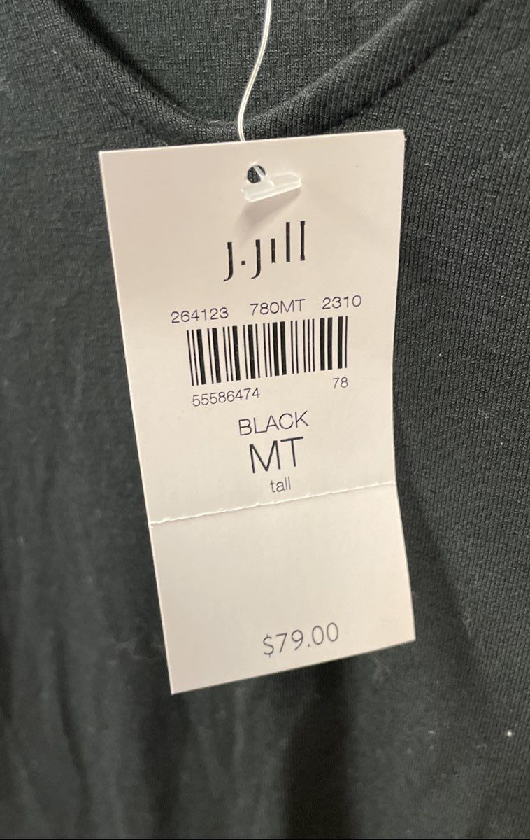 J. Jill Women's Wearever Black V-Neck Long Sleeve Shirt Sz MT NWT