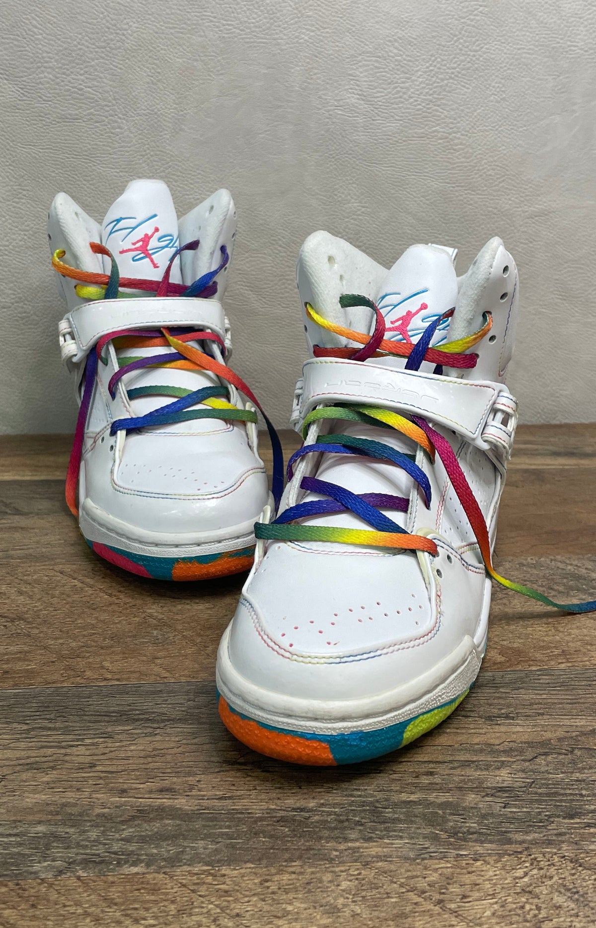 Nike Air Jordan Flight 45 High GS White Rainbow Multi-Color Size 7Y