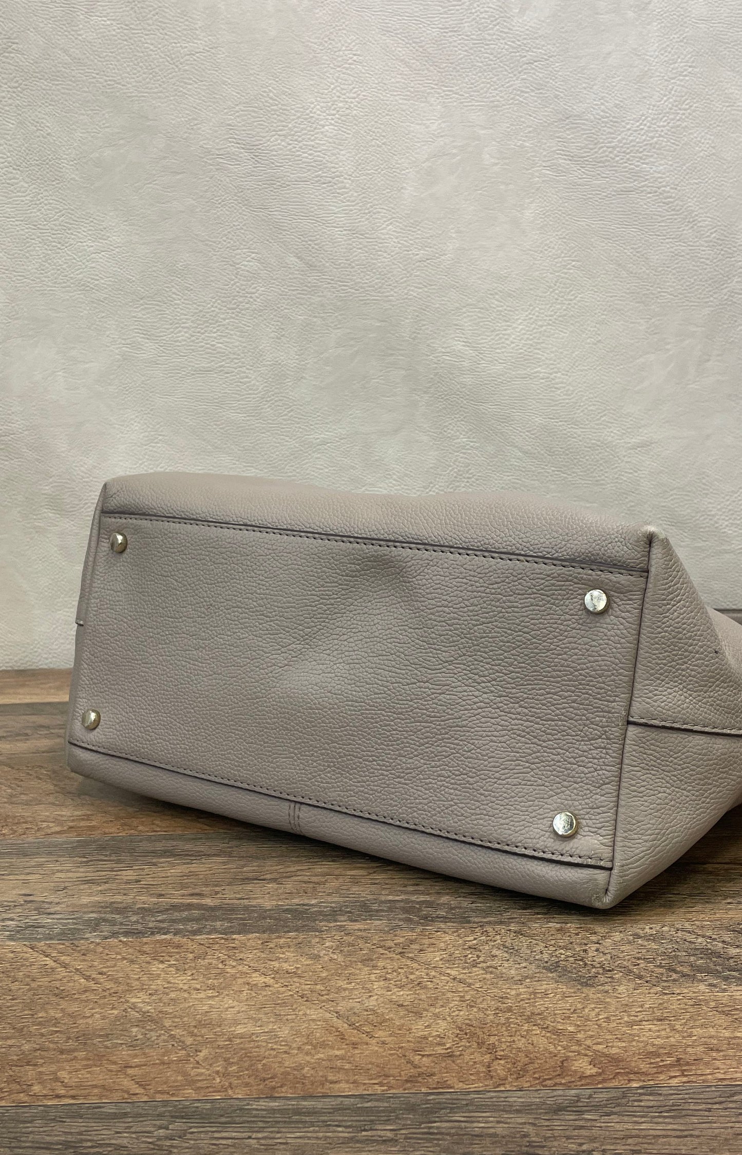 Kate Spade Grey Pebbled Leather Zip Top Tote Bag Large Shoulder Bag