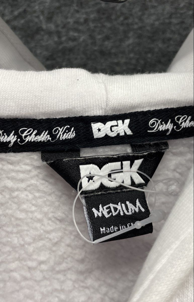 DGK Men's White Pink Floral Jason Hockey Mask Medusa Embroidered Hoodie Sz M