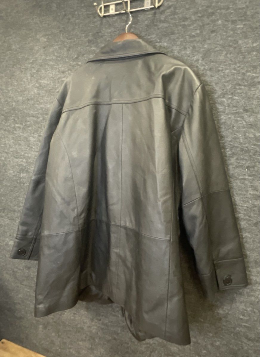 Vintage 90s Venezia Women's Black Genuine Leather Quilted Coat Size 24W