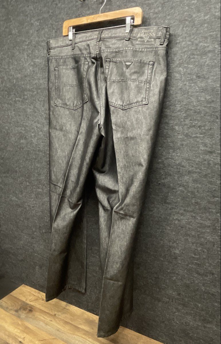 Vintage 90s Guess Men's Gray Coated Denim Jeans Made in USA Sz 42x34