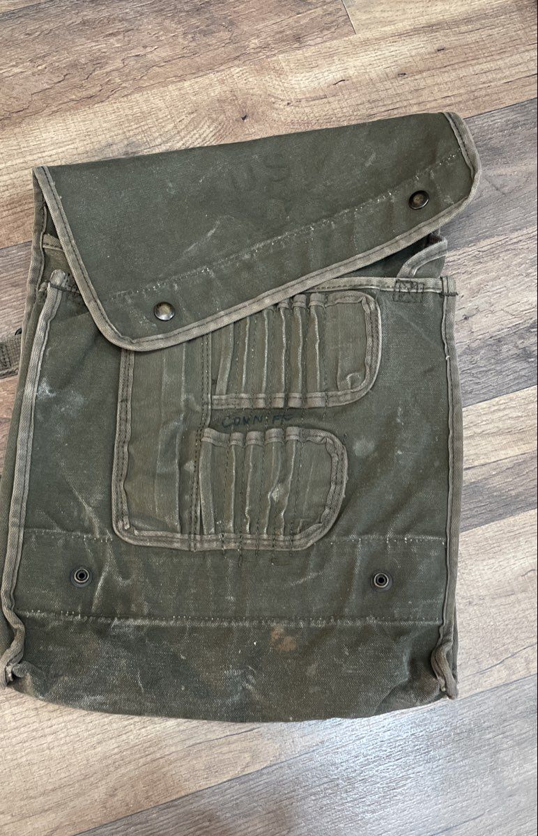 Vintage US Military Olive Drab Canvas Messenger Field Bag Satchel