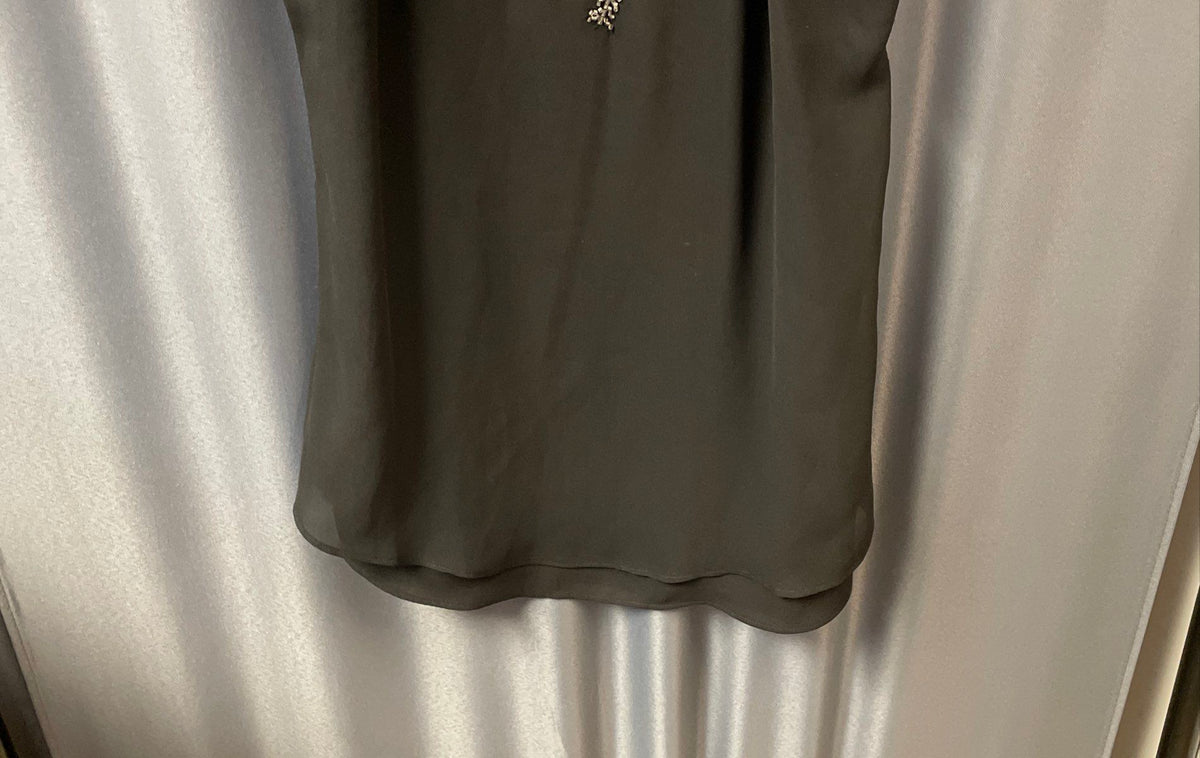 White House Black Market Women's Black Silver Beaded Halter Blouse Sz 0 NWT