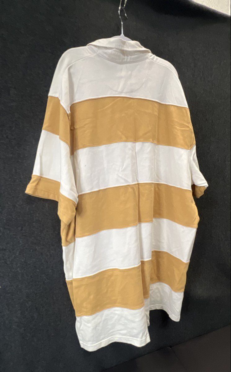 Finish Line Athletics Men's Yellow White Striped Rugby Polo Shirt Sz 5XL