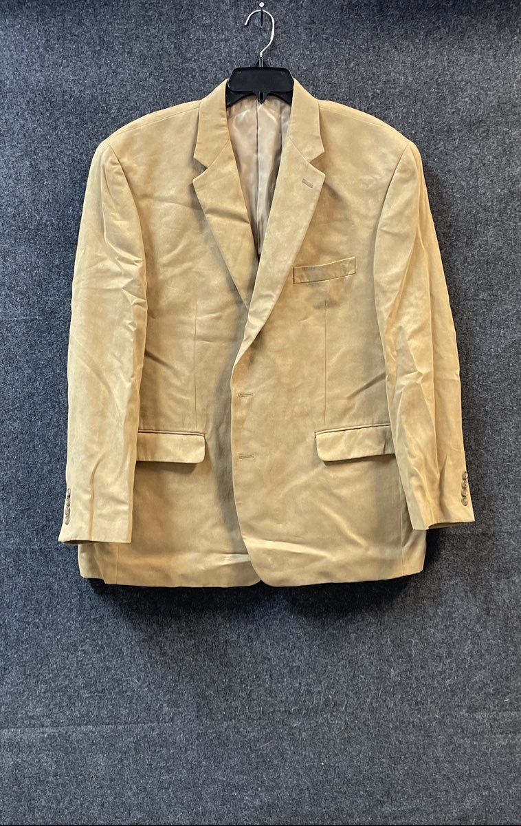 Chaps Men's Tan Faux Suede Two Button Sport Coat Blazer Sz 48R
