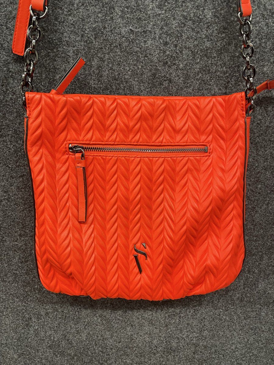 Simply Vera Wang Hibiscus Orange Remsen Ruched Faux Leather Crossbody Bag