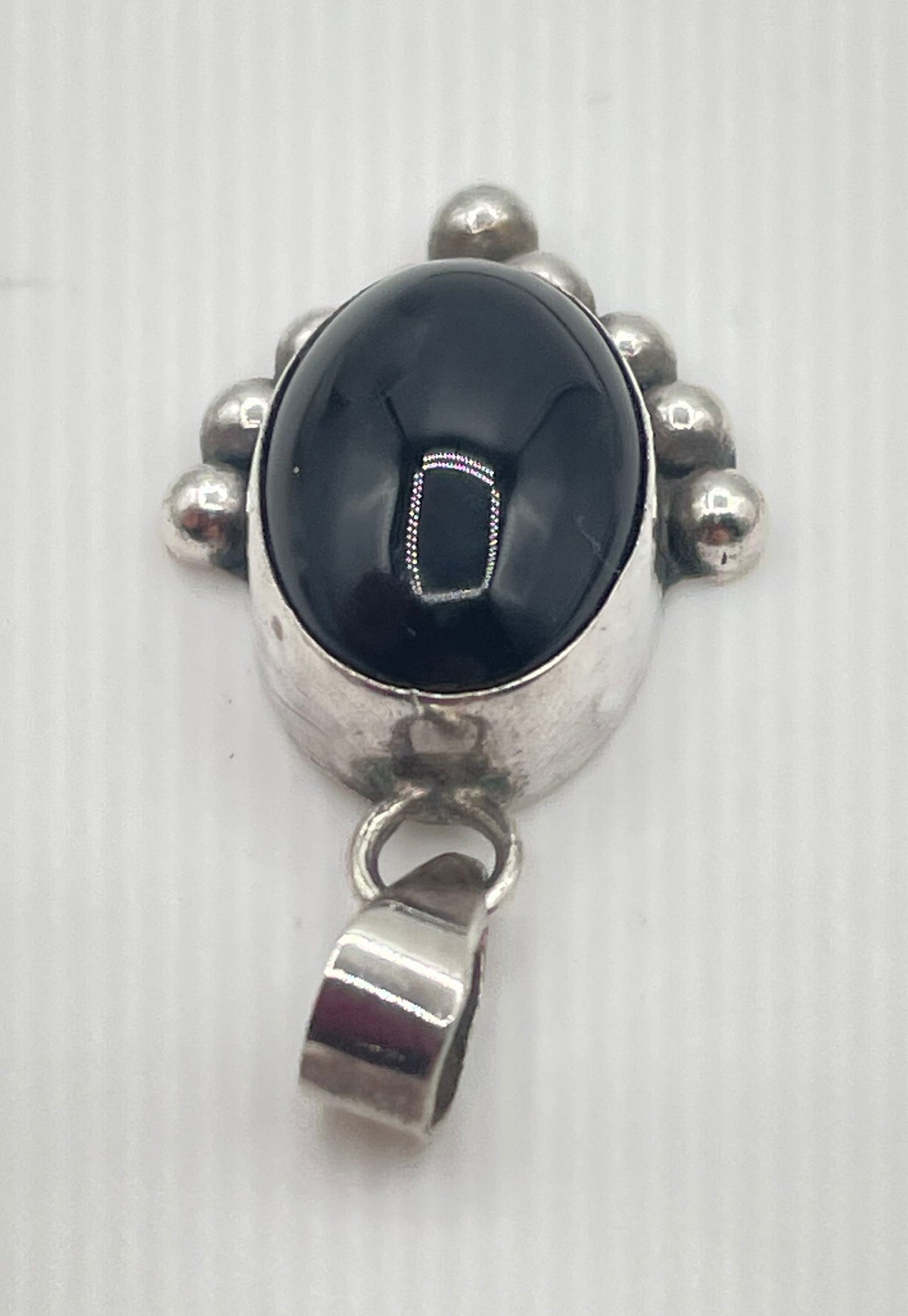925 Sterling Silver Black Onyx Bead Cluster Accent Pendant 5.8g