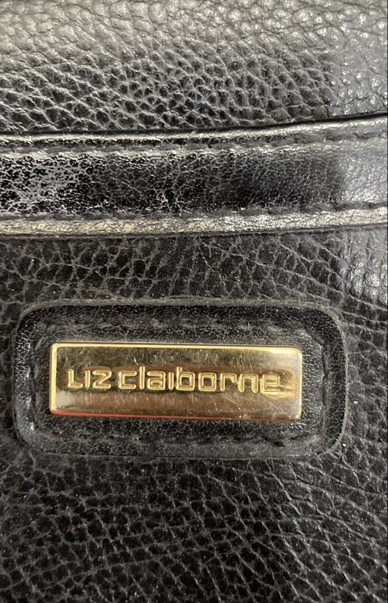 Vintage Liz Claiborne Black Leather Mini Crossbody Bag Gold Hardware