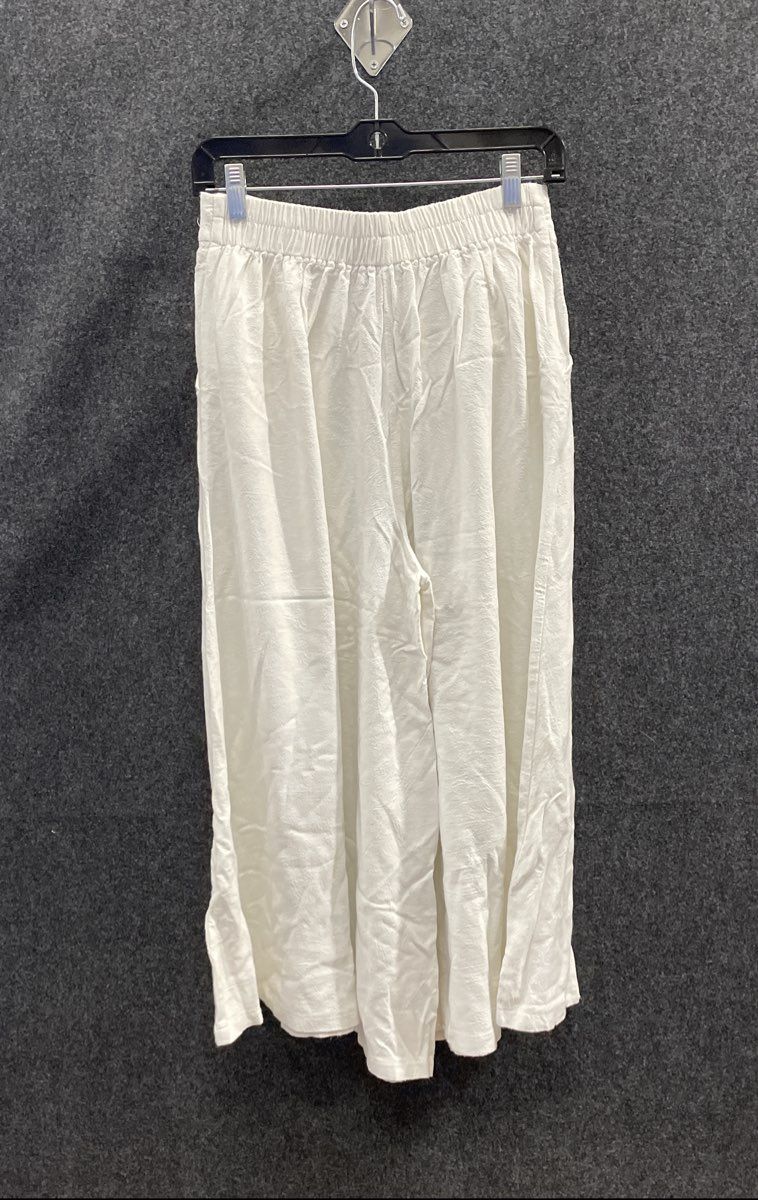 Lulus Women's White Wide Leg Culottes Palazzo Pants Crinkle Textured Size M