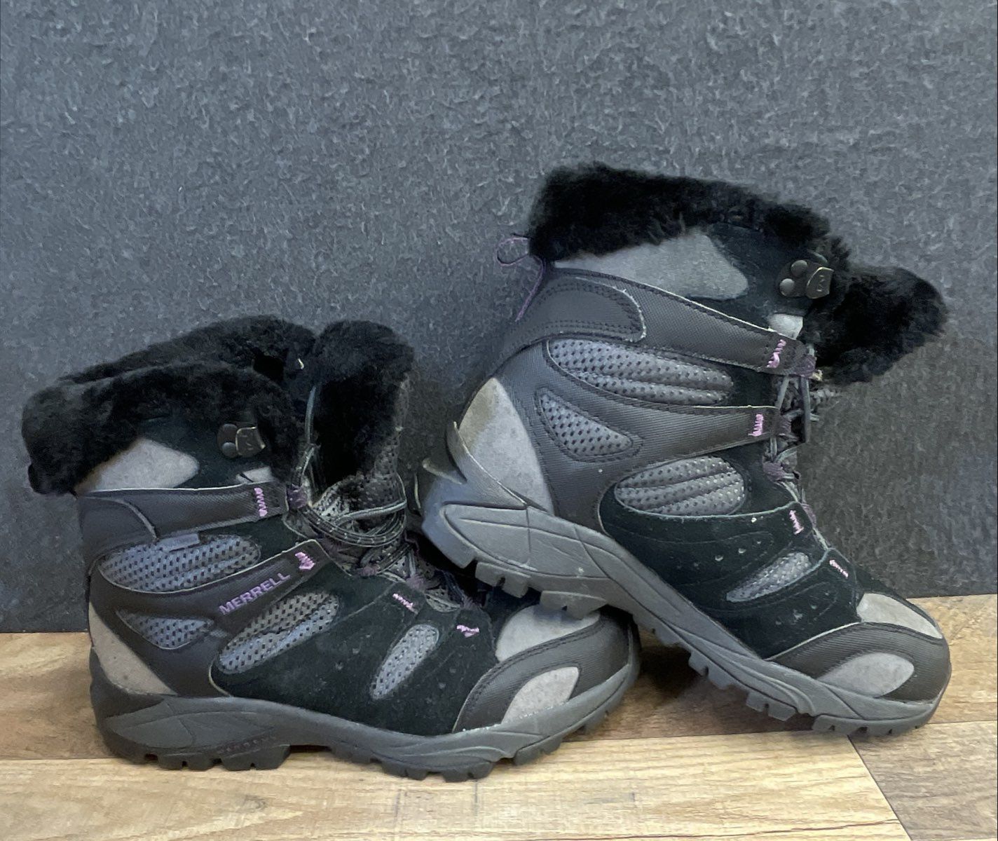 Merrell Aurora 6 Ice+ Waterproof Black Damson Winter Hiking Boots Size 9