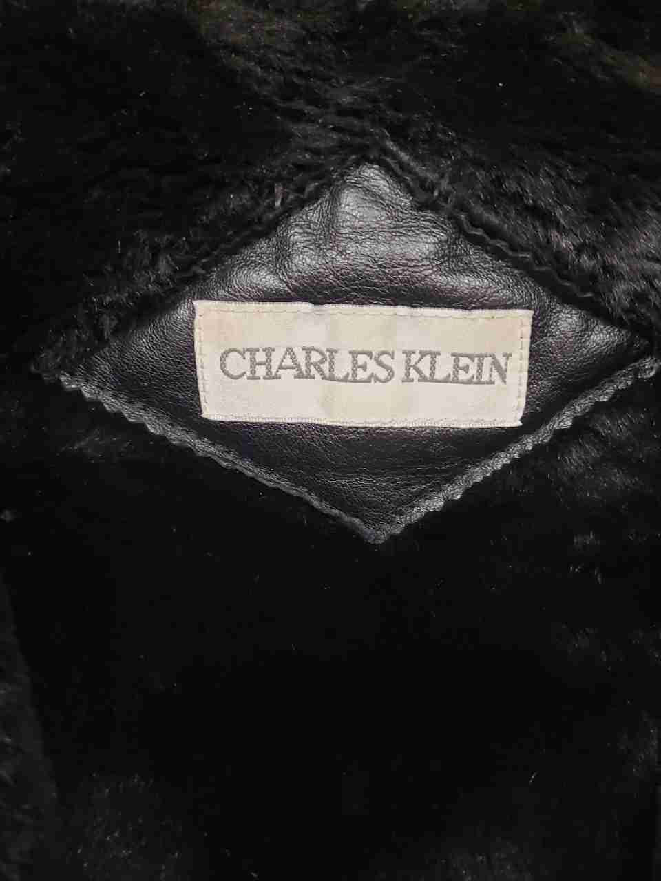 Charles Klein Women's Jacket Black Vintage 90s Pebbled Leather Faux Fur Trim M