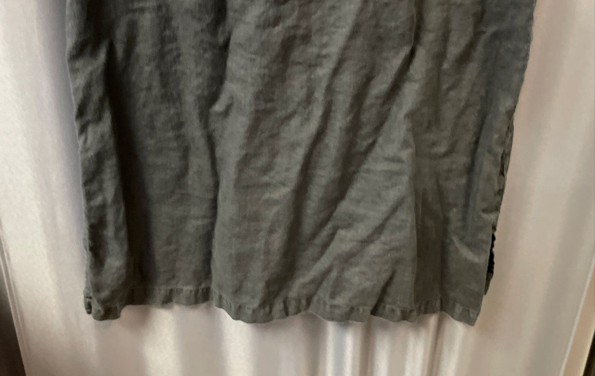 Flax Women's Black 100% Linen Sleeveless V-Neck High Low Hem Top Sz M