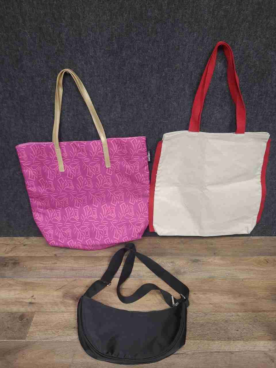 Lancome Tote Handbag Crossbody Pink Floral Lip Print Black Lot of 3