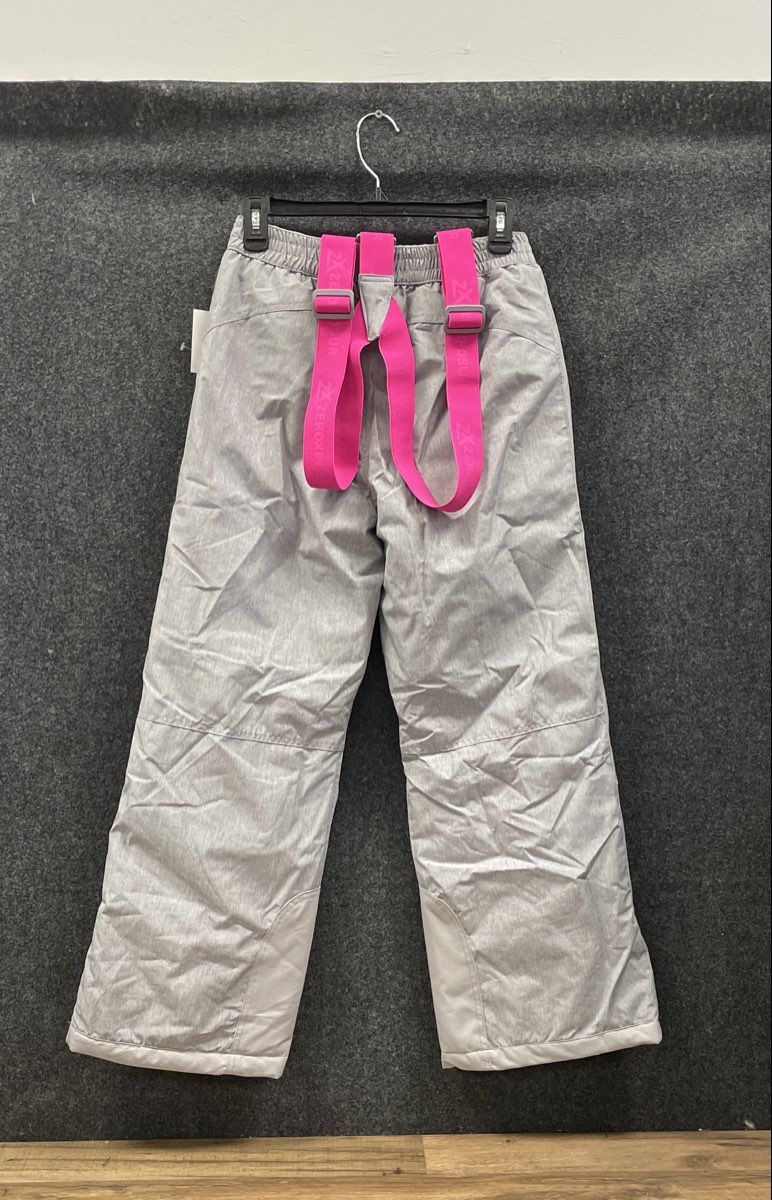 ZeroXposur Girls Gray Insulated Snow Pants Pink Suspenders Sz 14/16 NWT