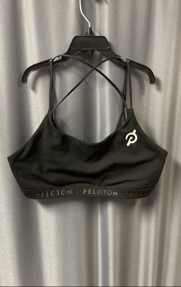 Peloton Women's Black Strappy Criss Cross Back Sports Bra Workout Top Sz M
