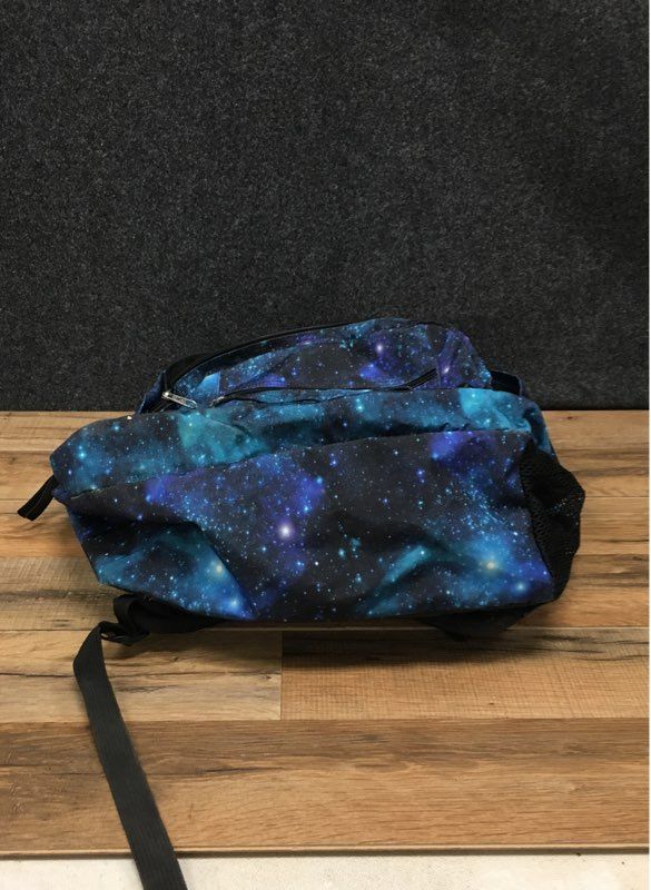 Jansport Galaxy Print Backpack Blue Purple Multi Pocket School Book Bag