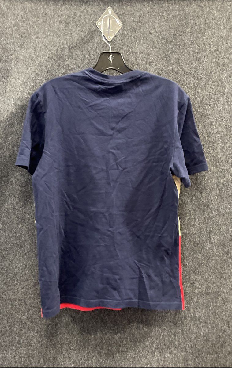 Lacoste Boys T-Shirt Navy Blue Tan Red Colorblock Logo Regular Fit Sz US S