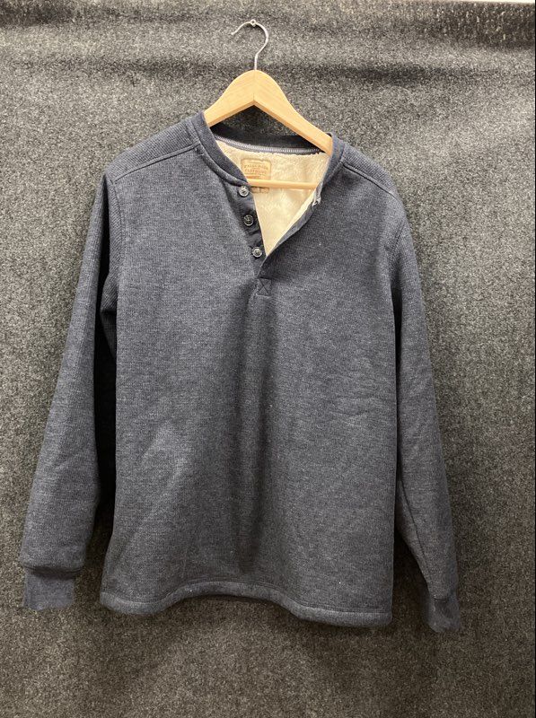 Telluride Clothing Co Men's Gray Sherpa Lined Henley Pullover Sweater Sz S