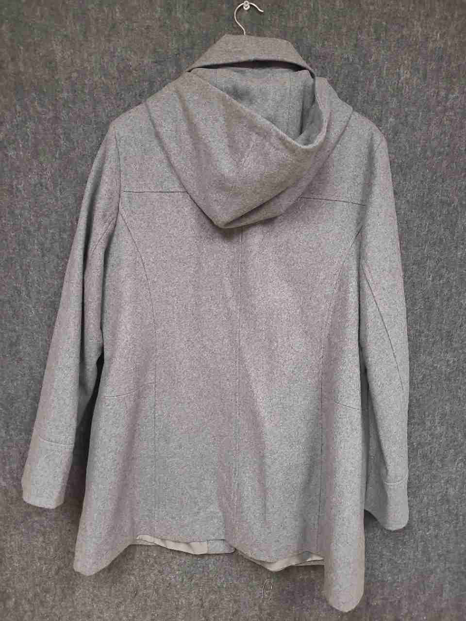 Tower by London Fog Women's Gray Wool Blend Hooded Full Zip Car Coat Size XL
