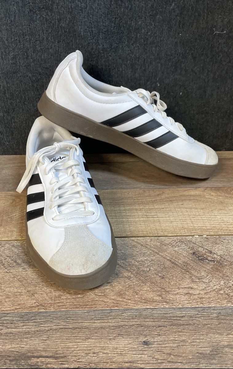 Adidas VL Court 3.0 White Black Gum Low Top Sneakers Size 8