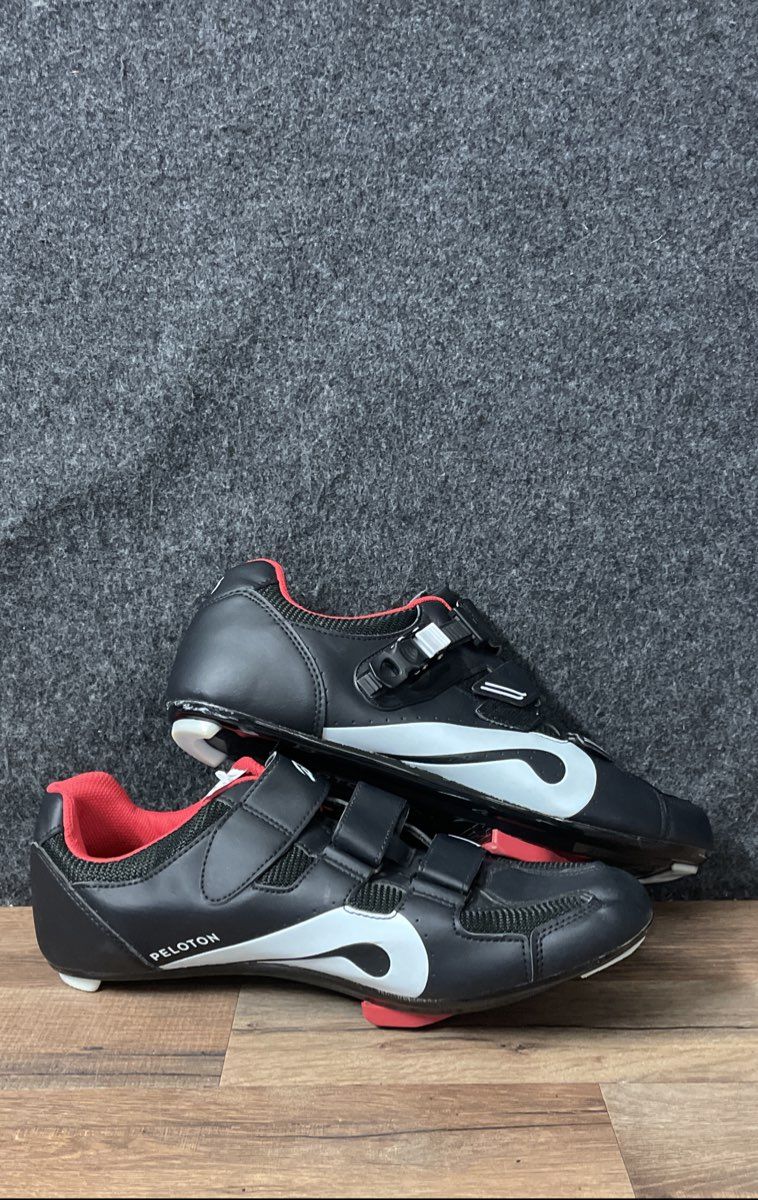 Peloton Cycling Shoes Black Red Look Delta Cleats Men's Size 47 EUR / 13 US