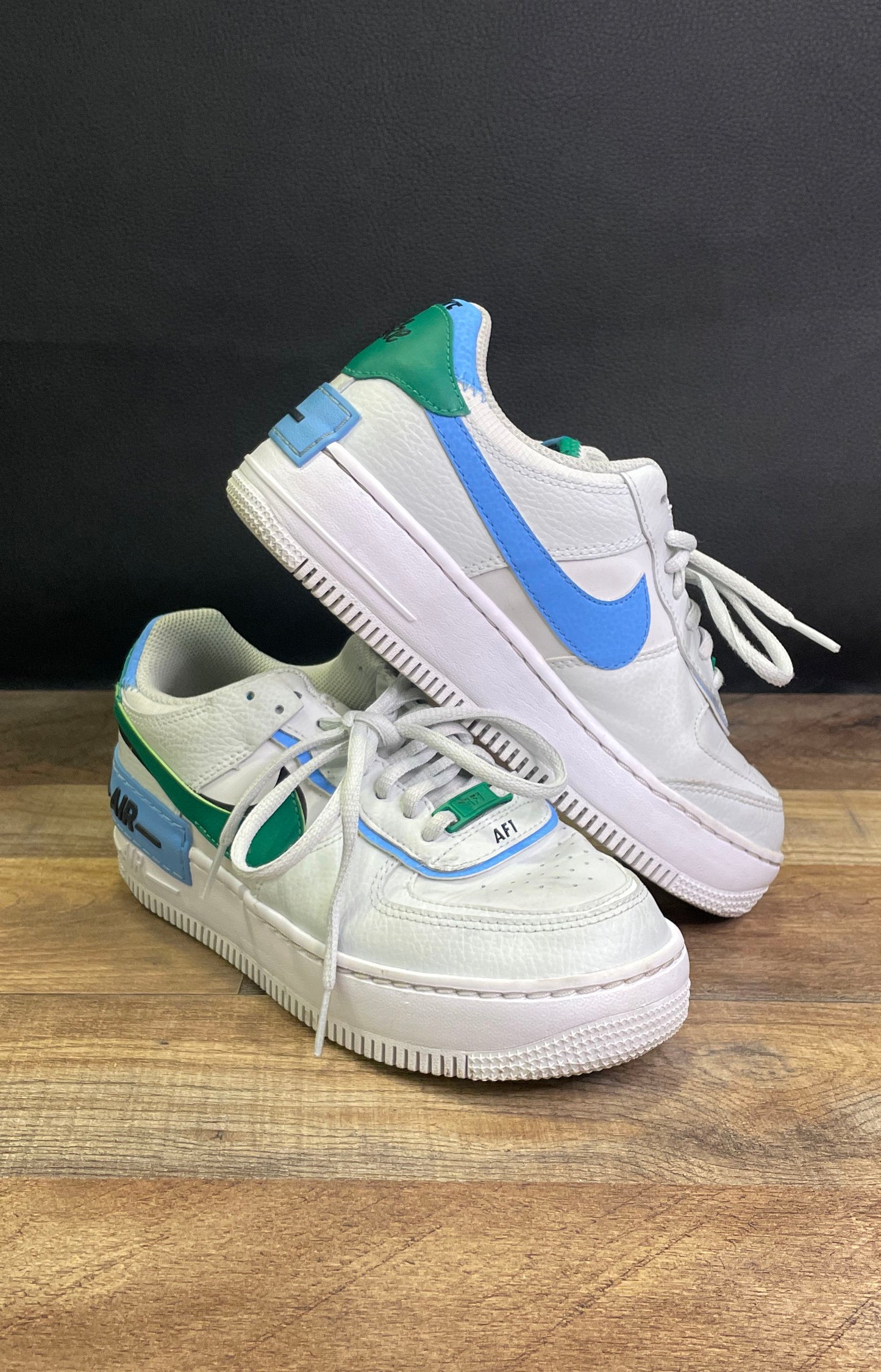 Nike Air Force 1 Shadow White Light Blue Green Women's Sneakers Size 6.5