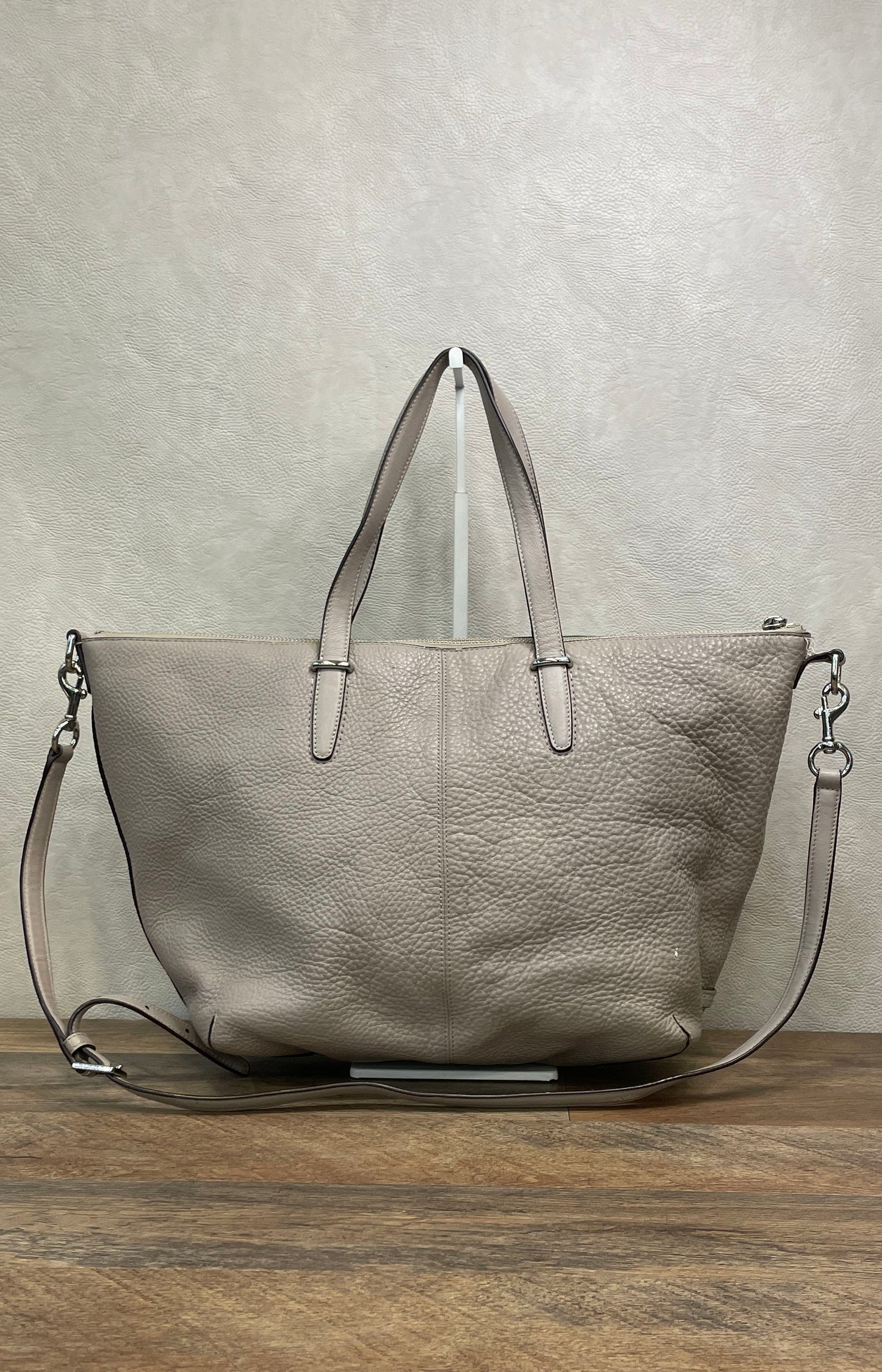 Coach Grey Pebbled Leather Tote Shoulder Bag Silver Hardware Convertible