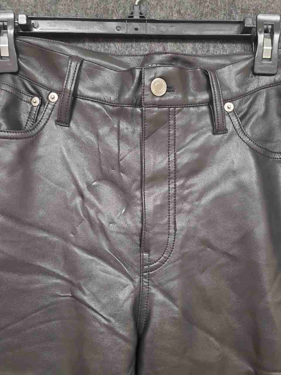 J.Crew Women's Dark Brown Faux Leather Straight Leg Pants Sz 29