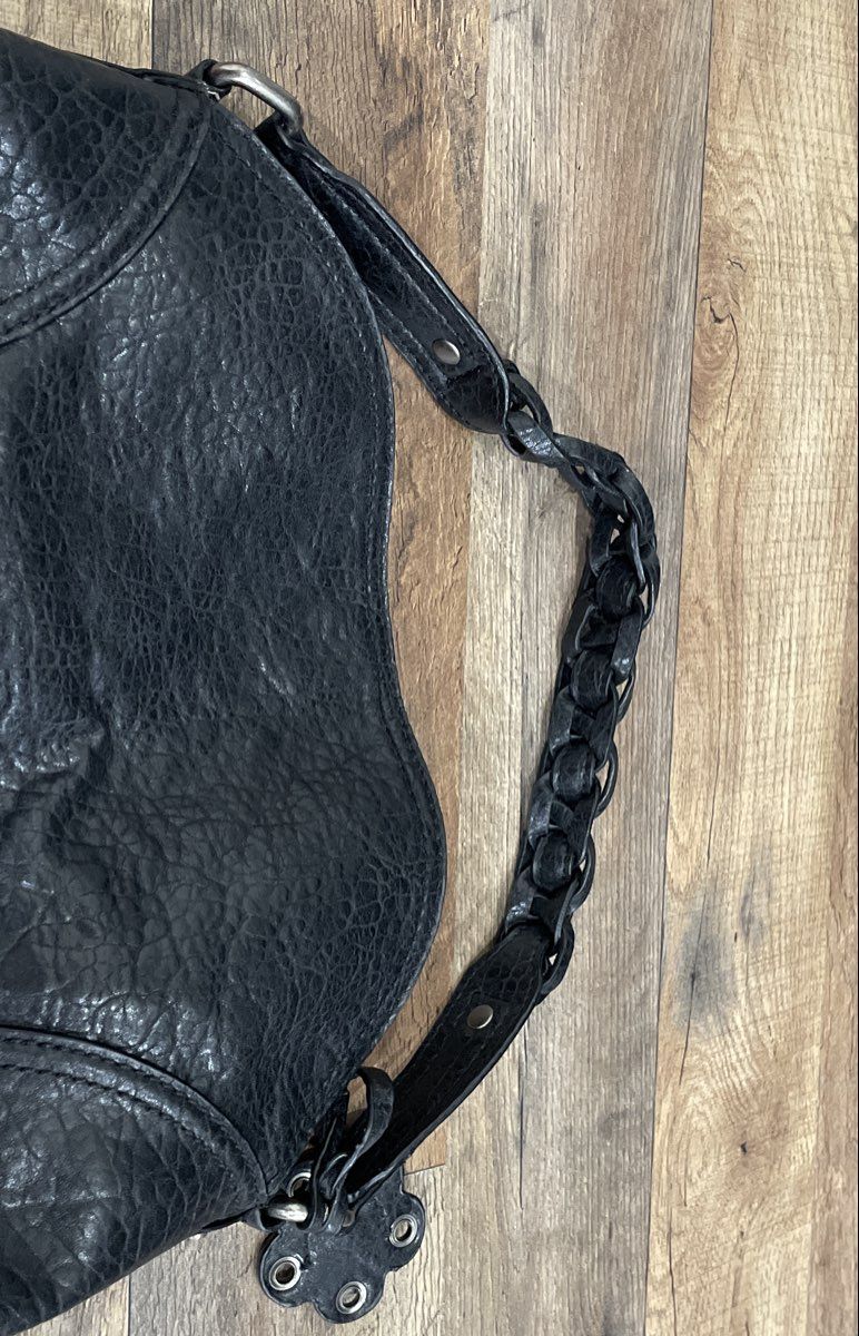 Jessica Simpson Black Leather Braided Handle Hobo Shoulder Bag Large