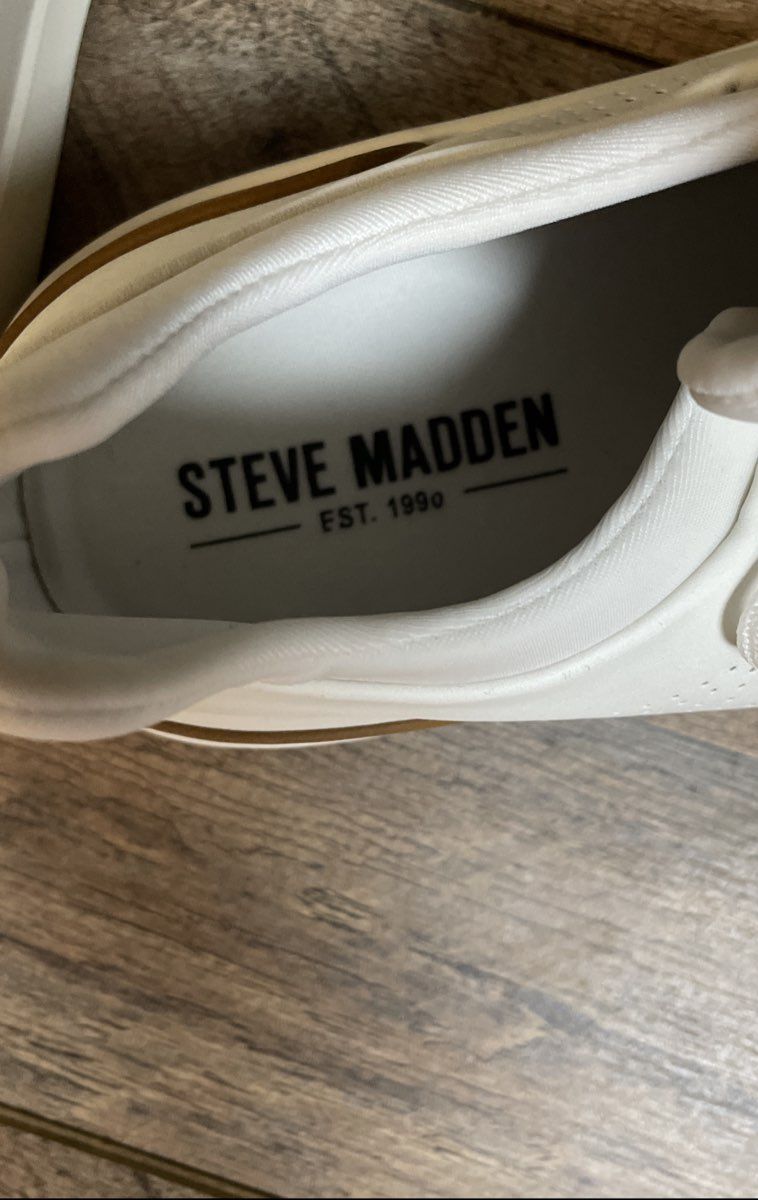 Steve Madden P-Pyper White Tan Perforated Fashion Sneakers Men's Size 11