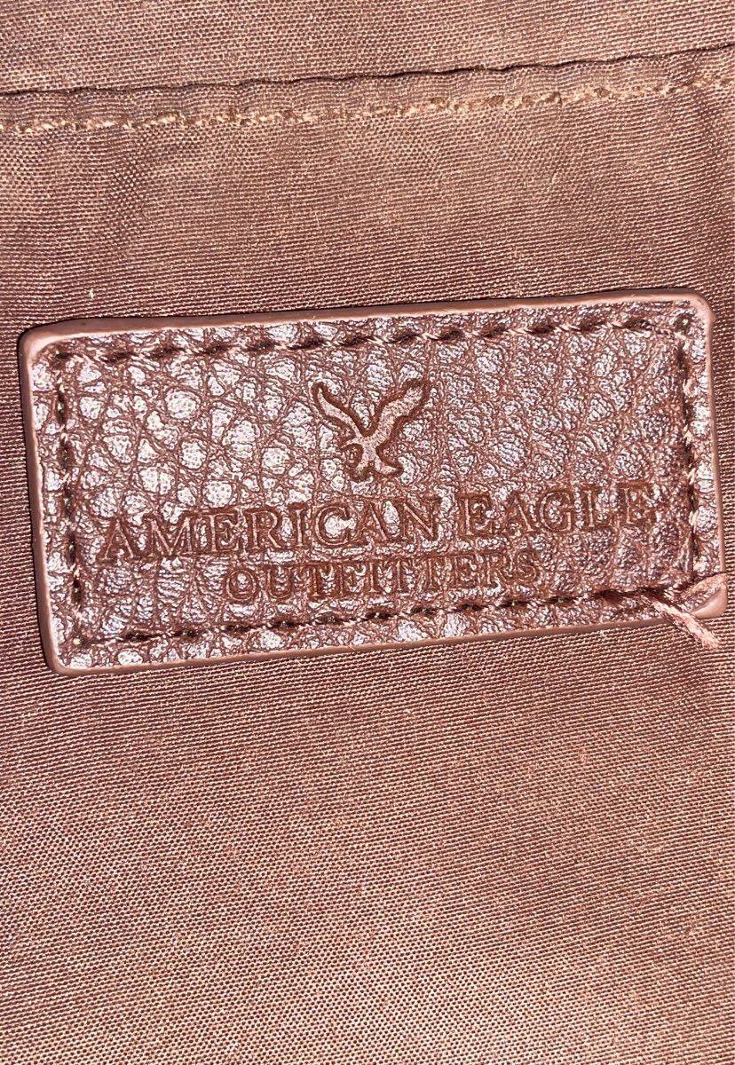 American Eagle Brown Pebbled Faux Leather Drawstring Bucket Crossbody Bag