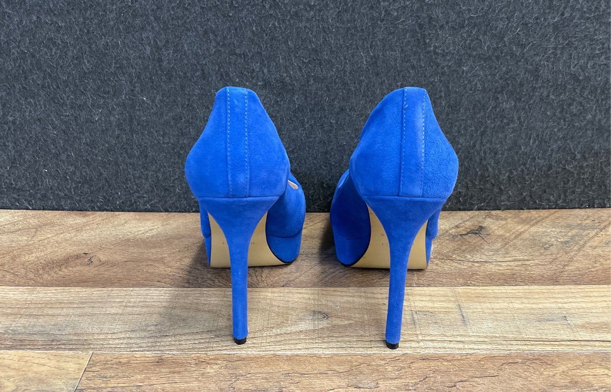 Nine West Antonia Royal Blue Suede Platform Pump Heels Women's Size 8M