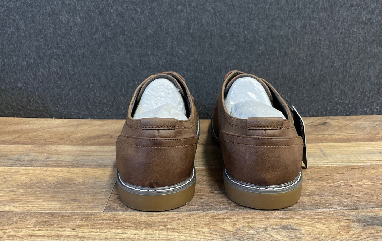 Jousen AMY615 Polished Brown Plain Toe Oxford Men's Dress Casual Shoes Size 10.5