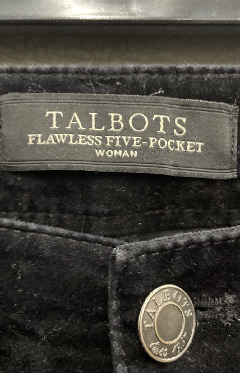 Talbots Women's Black Flawless Five-Pocket Straight Leg Velvet Pants Sz 16W