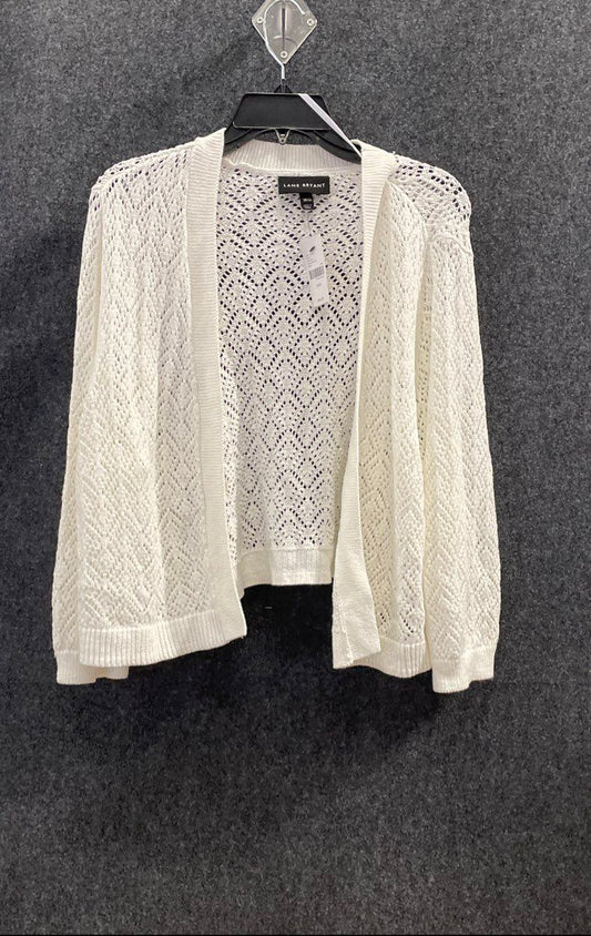 Lane Bryant Women's White Pointelle Knit Open Front Cardigan Shawl Sz 18/20 NWT