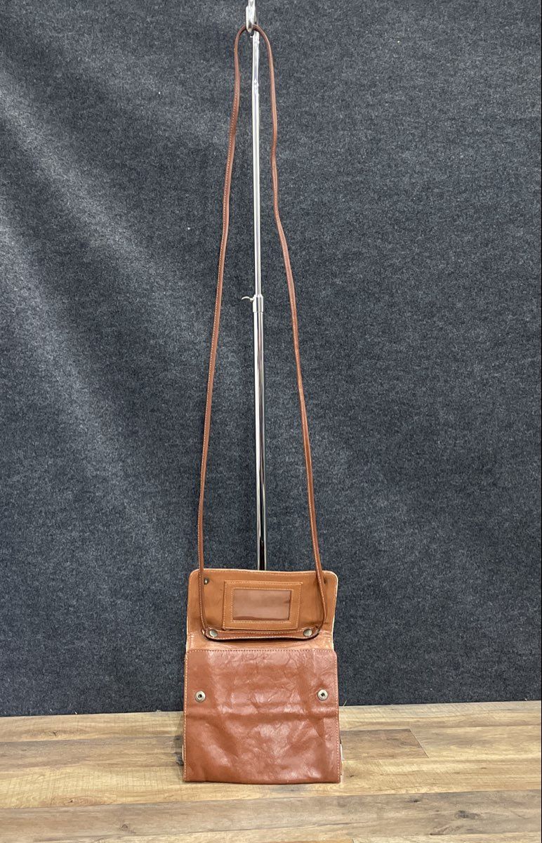 Vintage Talbots Brown Italian Leather Slim Crossbody Organizer Bag Made in Italy