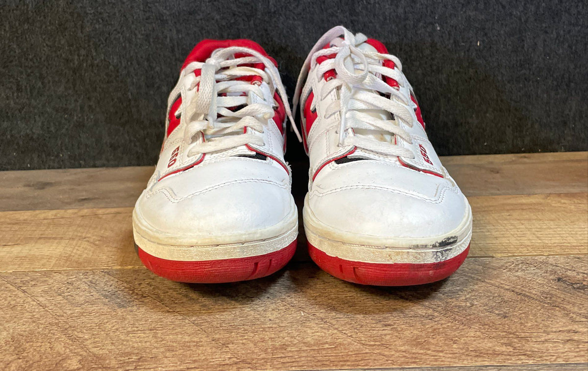 New Balance 550 White Red Black Leather Basketball Sneakers Size 7.5