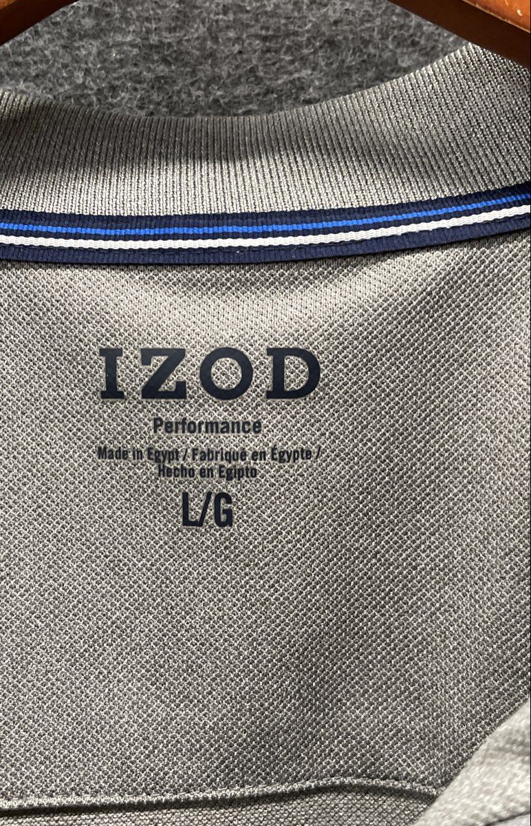 Izod Men's Grey Performance 1/4 Zip Pullover Striped Mock Neck Jacket Size L